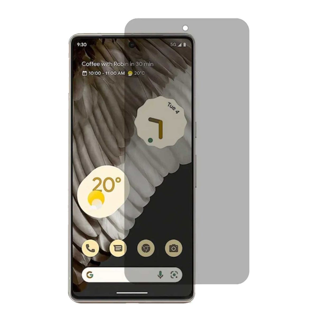 produkt google pixel 6a datenschutz glas screenprotector vor gerät